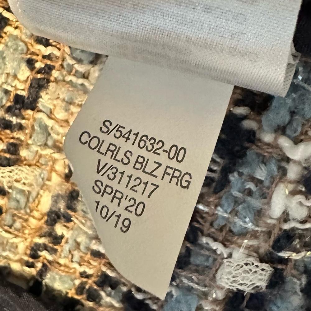 Banana Republic Collarless Metallic Tweed Blazer in Coastal Blue Size 6 💙🩵🤍 - Picture 12 of 13